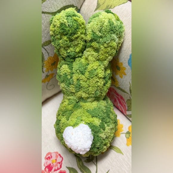Handmade Hand Crafted Knit Green Bunny Easter Gift - Picture 2 of 3